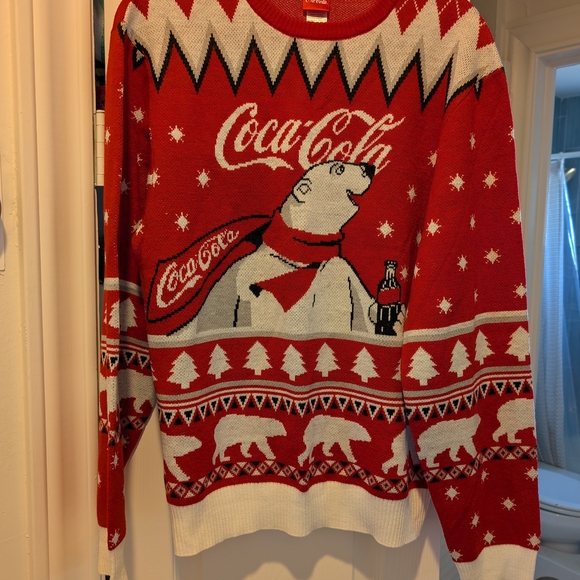 Coca Cola Other - Coca Cola Red and White Crewneck Sweater with Polar Bear Design